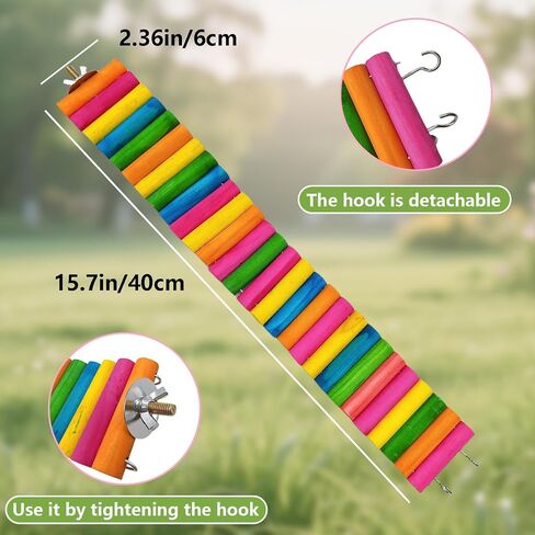 HAMILEDYI Hamster Rainbow Bridge,Flexible Bendy Climbing Ladder Hanging Wooden Chew Toy for Bird Parrot Guinea Pig Chinchilla Chipmunk Sugar Glider Gerbil Mice Squirrel Small Animal(Pack of 2) in Saudi Arabia