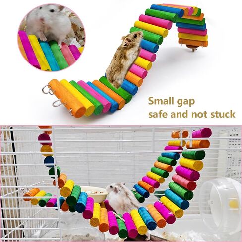 HAMILEDYI Hamster Rainbow Bridge,Flexible Bendy Climbing Ladder Hanging Wooden Chew Toy for Bird Parrot Guinea Pig Chinchilla Chipmunk Sugar Glider Gerbil Mice Squirrel Small Animal(Pack of 2) in Saudi Arabia