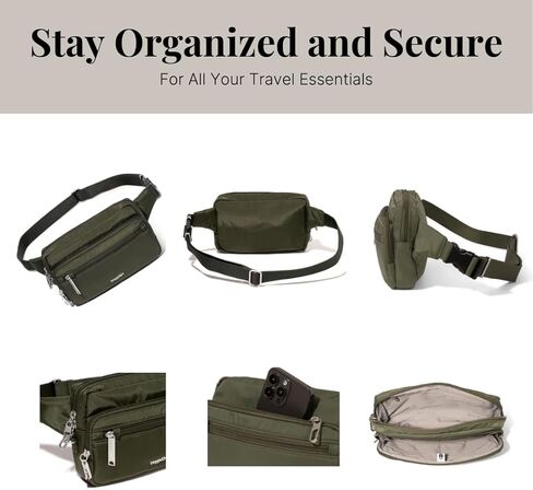 Baggallini Securtex® Anti-theft Belt Bag - Fanny Pack for Women RFID Wallet Locking Zipper - Travel Bag Crossbody Purse in Saudi Arabia