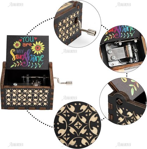 AUEAR, Wooden Hand Crank Twinkle Twinkle Little Stars Music Box Vintage Handmade Music Box Best Gift for Friends in Saudi Arabia