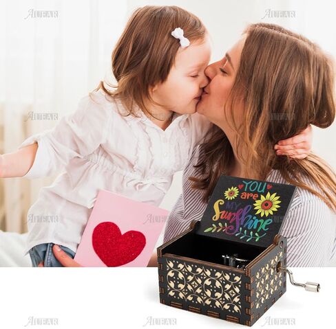 AUEAR, Wooden Hand Crank Twinkle Twinkle Little Stars Music Box Vintage Handmade Music Box Best Gift for Friends in Saudi Arabia