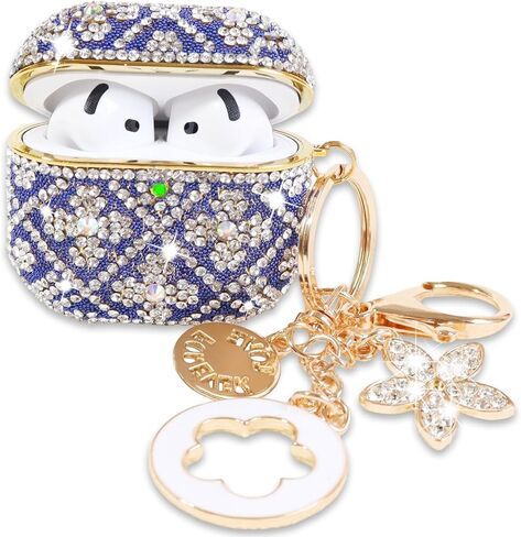 متوافق مع AirPods 4 Case Cover (2024) ، حالة واقية للحجر الراين من أجل الجيل الرابع من Airpods مع سلسلة مفاتيح Bling اللطيفة للنساء والبنات (Rose Gold) in Kuwait