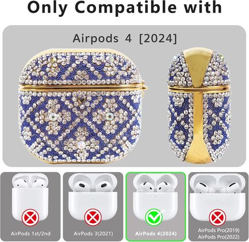متوافق مع AirPods 4 Case Cover (2024) ، حالة واقية للحجر الراين من أجل الجيل الرابع من Airpods مع سلسلة مفاتيح Bling اللطيفة للنساء والبنات (Rose Gold) in Kuwait