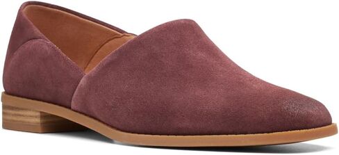 حذاء نسائي من Clarks Pure Belle Loafers، جلد سويدي عنابي، عرض 8.5 in Saudi Arabia