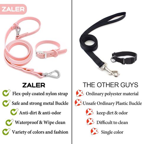 ZALER Dog Collar and Leash Set, Waterproof Adjustable Stinkproof Pet Collars Leashes for Large, Medium Small Dogs, 6FT Dog Leash with Airtag Dog Collar Holder and Dog Poop Bag Holder (L, Purple) in Kuwait