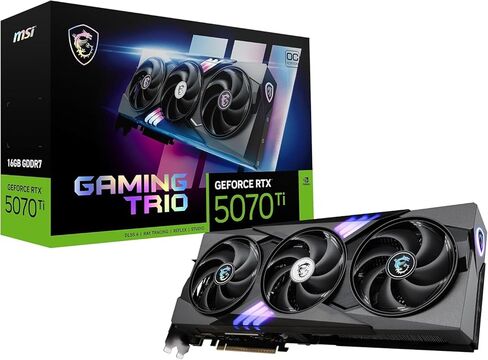 MSI NVIDIA GEFORCE RTX 5070 TI 16G GAMING TRIO OC PLUS CARD STARE - 16 GB GDDR7 (28 GB/S ، 256 BIT) ، PCIE 5.0 - TRI FROZR 4 (3 × Stormforce Fans) - RGB - HDMI 2.1B ، DisplayPort 2.1b in Kuwait