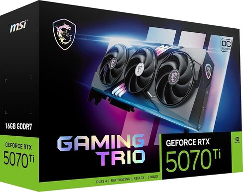 MSI NVIDIA GEFORCE RTX 5070 TI 16G GAMING TRIO OC PLUS CARD STARE - 16 GB GDDR7 (28 GB/S ، 256 BIT) ، PCIE 5.0 - TRI FROZR 4 (3 × Stormforce Fans) - RGB - HDMI 2.1B ، DisplayPort 2.1b in Kuwait