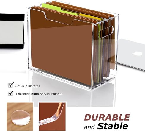 صندوق منظم ملفات معلق، حامل ملفات أكريليك بمقابض، صندوق ملفات شفاف لحجم الحروف/مجلدات ملفات A4، تخزين مجلد معلق للمكتب والمنزل والمكتب والمدرسة - عبوة واحدة in Kuwait