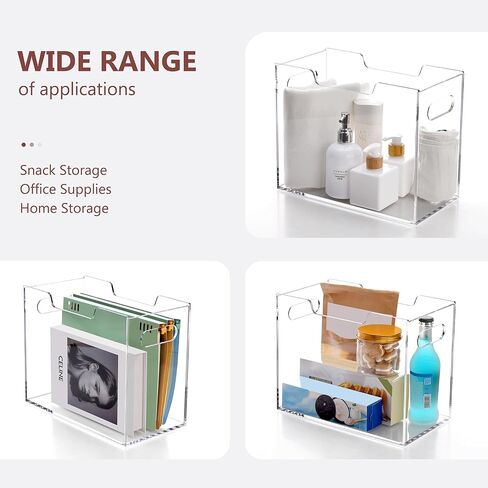 صندوق منظم ملفات معلق، حامل ملفات أكريليك بمقابض، صندوق ملفات شفاف لحجم الحروف/مجلدات ملفات A4، تخزين مجلد معلق للمكتب والمنزل والمكتب والمدرسة - عبوة واحدة in Kuwait