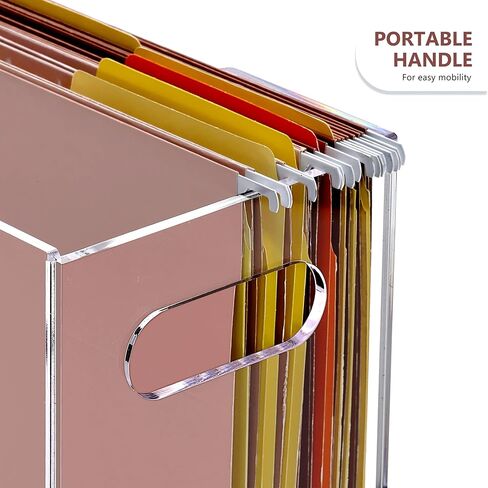 صندوق منظم ملفات معلق، حامل ملفات أكريليك بمقابض، صندوق ملفات شفاف لحجم الحروف/مجلدات ملفات A4، تخزين مجلد معلق للمكتب والمنزل والمكتب والمدرسة - عبوة واحدة in Kuwait