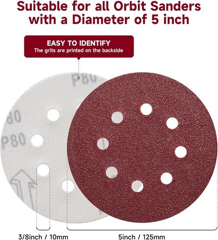 POTUINOM 80PCS 5 inch Silicon Carbide Sanding Discs, Wet Dry Orbital Sander Hook and Loop Sandpaper 320 400 600 800 1000 1200 1500 2000 Grit, Best for Metal, Automotive Sanding in Saudi Arabia