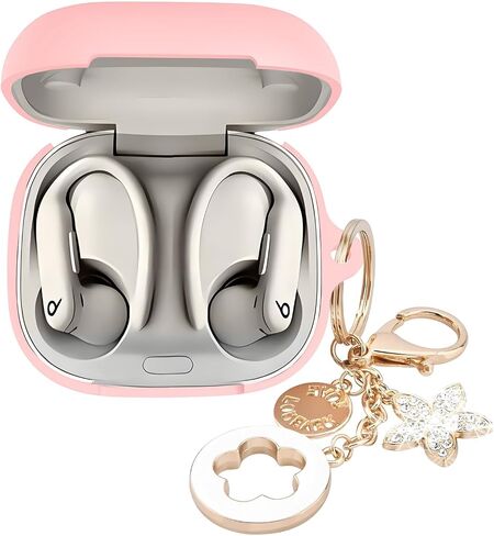 Silicone Case Cover for Powerbeats Pro 2 Earbuds with Stylish Bling Keychain - Compatible with Beats Powerbeats Pro 2 Protective Case for Women, Shockproof & Portable (Pink) in Saudi Arabia