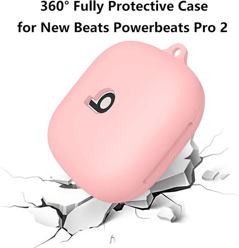 Silicone Case Cover for Powerbeats Pro 2 Earbuds with Stylish Bling Keychain - Compatible with Beats Powerbeats Pro 2 Protective Case for Women, Shockproof & Portable (Pink) in Saudi Arabia