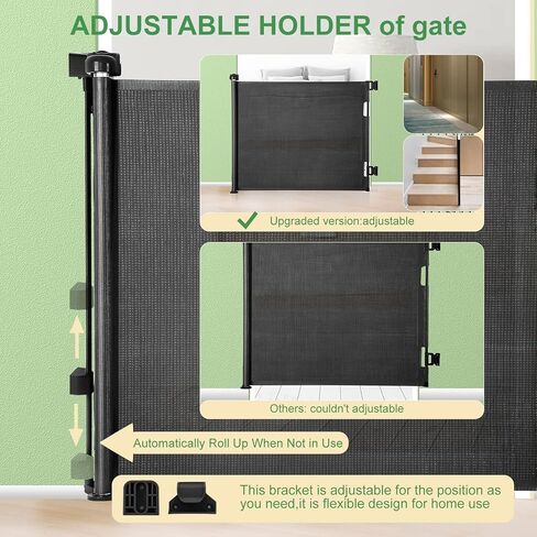 Retractable Baby Gate, Extra Wide Safety Kids or Pets Gate, 33" Tall, Extends to 55" Wide, Mesh Safety Dog Gate for Stairs, Indoor, Outdoor, Doorways, Hallways, One Hand Easy to Wipe in Saudi Arabia