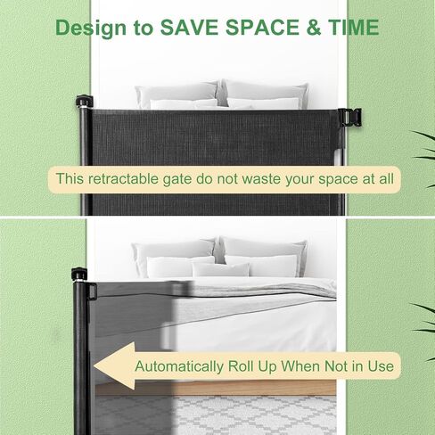 Retractable Baby Gate, Extra Wide Safety Kids or Pets Gate, 33" Tall, Extends to 55" Wide, Mesh Safety Dog Gate for Stairs, Indoor, Outdoor, Doorways, Hallways, One Hand Easy to Wipe in Saudi Arabia
