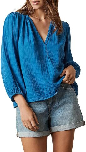 Velvet by Graham & Spencer Women's Maggie Cotton Gauze Shirt in Saudi Arabia