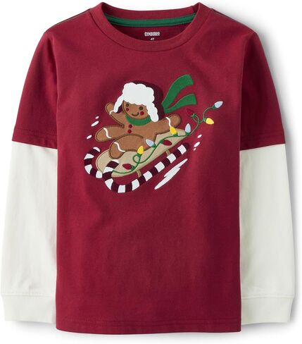 Gymboree,and Toddler Embroidered Graphic Long Sleeve Layered T-Shirts,Heartbreaker,4T in Saudi Arabia