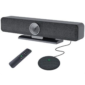 Video Conferencing System, 4K Conference Room Camera with 4 Microphones & 1 Expansion Mic & Clear Voice Speaker, AI Face & Speaker Tracking, 120° FOV, PC/Mac/Laptop/Meetings/Teams/Zoom - Black