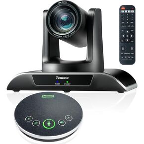 Tenveo 12X Optical Zoom All-in-One Conference Room Camera Bundle 1080P 60FPS USB3.0/HDMI PTZ Camera and Bluetooth Speakerphone Video Audio Conferencing System for Larger Meeting Conference Church