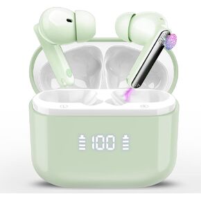 Ai Translation Earbuds Real Time with Audio and Video Calls, 3-in-1 Translator Earbuds with 6 Translation Modes/164 Languages/No Subscription Required, 48H Headphones Translator, Grass Green