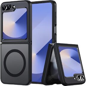 for Samsung Galaxy Z Flip 6 Case, Compatible with MagSafe, Magnetic Soft TPU Edge Shockproof Wireless Charging Slim Fit Protective Phone Case for Galaxy Z Flip 6 2024 (Matte Black)