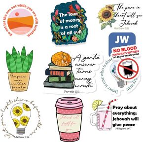 1step2dream JW Stickers - Religious Bible Verse Decals for Jehovah's Witnesses, Inspirational Faith-Based Designs NWT Verse for Water Bottle Laptop Phone