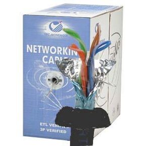 (Single Pack 1000Ft Cat.5E Stranded Wire Bulk Cable Shielded Black, 26AWG CMH - 1000 Feet