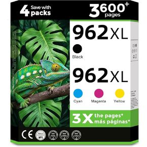 962XL Ink Cartridges Combo Pack for HP 962 XL Printer 9015e 9010 Compatible for HP962XL Black Color HP962 4-Pack for OfficeJet 9015 9020 9025e 9018 9025 9012e 9012 9018e 9010e 9016 Cyan Magenta Yellow