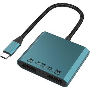 USB C إلى محول DisplayPort المزدوج ، تقسيم DP المزدوج للشاشات المزدوجة 4K 60Hz ، USB Type C Multi-Monitor MST HUB متوافق مع MacBook Pro/Air ، Pad ، Surface ، Dell ، Galaxy ، Chromebook (2 في 1)