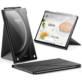 INFILAND Case for Samsung Galaxy Tab S9+ Plus/S9 FE+ Plus/S10 Plus 12.4 Inch, Slim Magnetic Origami Stand Protective Cover, Multiple Angle Viewing, Auto Wake/Sleep,Black