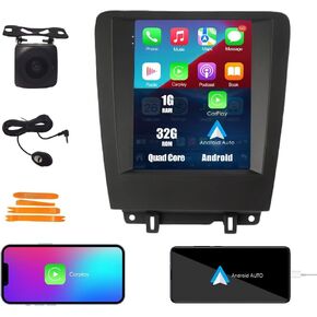 Kunfine Tesla Style Car CarPlay Android Auto Navigation Stereo GPS Radio Reverse Camera 9.7" IPS Touchscreen Headunit Tablet Media Player for Ford Mustang 2013-2014, if Applicable Quad Core 1G+32G