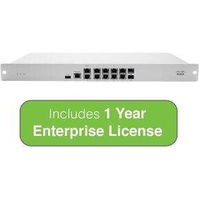 Cisco Meraki MX84 Security Appliance Bundle, 500Mbps FW, 10xGbE & 2xGbE SFP Ports with 1 Year Enterprise License (Renewed)