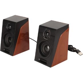 Computer Speakers, 2pcs USB Powered Wired HiFi Deep Bass PC Speakers Small Plug and Play Desktop External Speaker with 3.5mm Cable and Headphone Jack for TV Laptop Monitor
