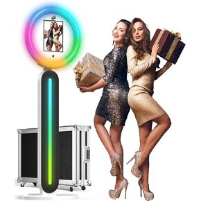 Photo Booth Machine Compatible with Any Ipad Light Box Music Sync Metal Selfie Photobooth with Software/APP Control for Events,Rentals & Business Use(Flight Case)