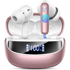 Nerunsa Wireless Earbuds, Bluetooth 5.4 Headphones with 4 ENC Noise Cancelling Mic, 45Hrs Playtime Bluetooth Earphones HiFi Stereo Deep Bass, in Ear Earbuds IP7 Waterproof, Wireless Headphones