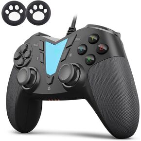 PC Steam Game Controller, ONE Pro Wired USB Gaming Gamepad Joystick Compatible with Computer/Laptop(Windows 11/10/8/7/XP), Android(Phone/Tablet/TV/Box), PS3 - [Black, 2x Joytick Caps]