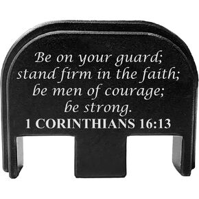 BASTION Premium Quality Engraved Back Rear Cover Plate for Glock Parts and Accessories, Compatible with Gen 1 Thru 5 Models Engraved Back Rear Cover Plate with Bible Verse Corinthians 16:13