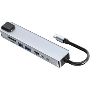 USB C Hub, 8 in 1 USB Hub Multiport Adapter Dongle with 4K HDMI, 1Type-C and 2 USB A 3.0 5Gbps Data, PD 100W, RJ45 Ethernet, SD/TF Ports, Aluminum USB C to USB 3.0 Hub for MacBook Air/Pro, Windows