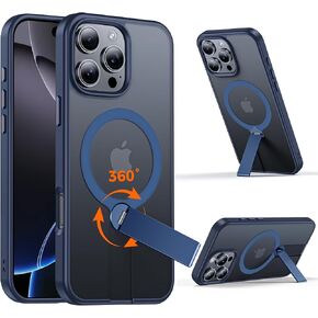 تم تصميمه لحالة iPhone 16 Pro [مع حامل تدور بنسبة 360 درجة] [متوافق مع Magsafe] علبة هاتف مغناطيسي مقاوم للصدمة من الدرجة العسكرية لـ iPhone 16 Pro ، 6.3 "， Black
