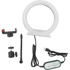 LED Circle Light with Pan Tilt for Photography RGB Colors, 3 Main Color Temperatures, and USB Charging