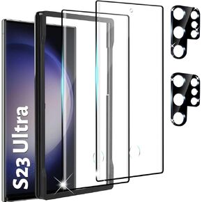 2 حزمة Galaxy S23 واقي شاشة Ultra ، والزجاج المقسى مع واقي عدسة كاميرا 2 ، ووضوح عالية ، مضاد للفرقة ، خالية من الفقاعات ل Samsung S23 Ultra 5G