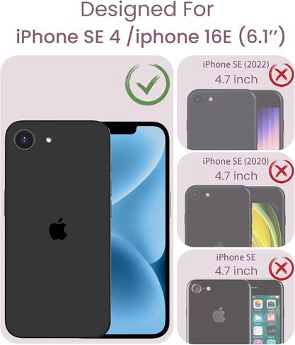for iPhone 16E Case+Tempered Glass Screen Protector, [Military Grade Protective] Slim Soft TPU & Hard PC,Girls Women Crystal Clear Flower Pattern Cover for iPhone SE 4rd Gen 2025-Purple in Kuwait