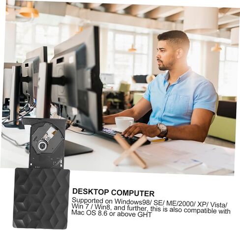 HOMSFOU Bluray Player Burner External Drive for Laptop Cd Drive Rewriter Player Writer Drive USB Drive Portable Drive ROM Pearl Buttons Slim Laptop Ultra Thin Laptop DVD in Kuwait