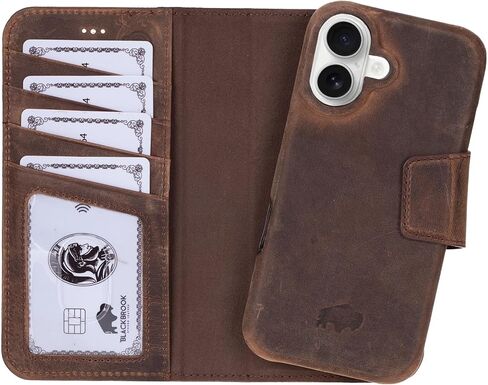 BLACKBROOK for iPhone 16 Pro Max Case with Wallet, Burkley Full Grain Leather, Detachable 2-in-1 Set for MagSafe, 4 Card Slots with RFID, Folio Wallet Case Compatible with iPhone 16 Pro Max in Kuwait