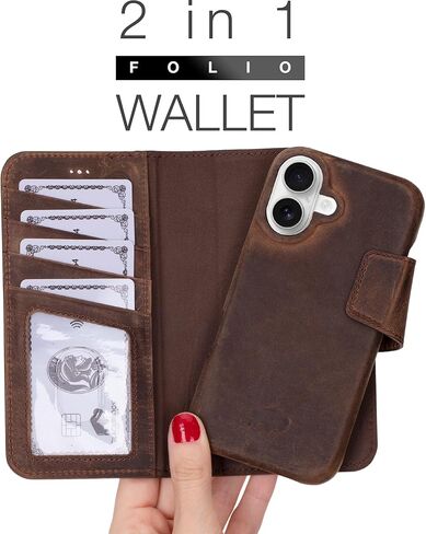 BLACKBROOK for iPhone 16 Pro Max Case with Wallet, Burkley Full Grain Leather, Detachable 2-in-1 Set for MagSafe, 4 Card Slots with RFID, Folio Wallet Case Compatible with iPhone 16 Pro Max in Kuwait