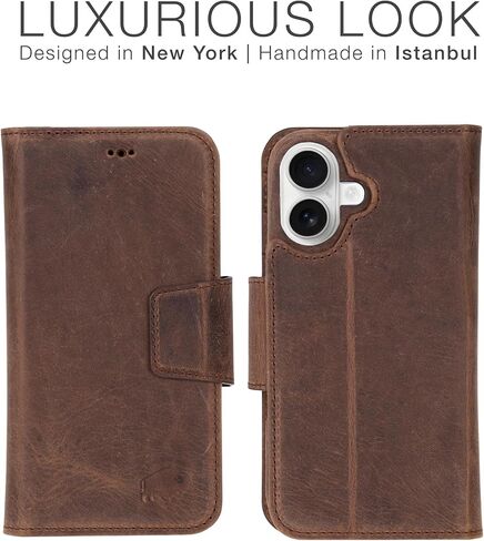 BLACKBROOK for iPhone 16 Pro Max Case with Wallet, Burkley Full Grain Leather, Detachable 2-in-1 Set for MagSafe, 4 Card Slots with RFID, Folio Wallet Case Compatible with iPhone 16 Pro Max in Kuwait