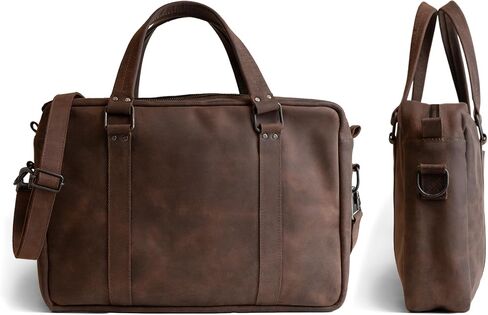 Hide & Drink, Briefcase Laptop Bag Handmade from Full Grain Leather - Bourbon Brown in Saudi Arabia
