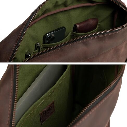 Hide & Drink, Briefcase Laptop Bag Handmade from Full Grain Leather - Bourbon Brown in Saudi Arabia