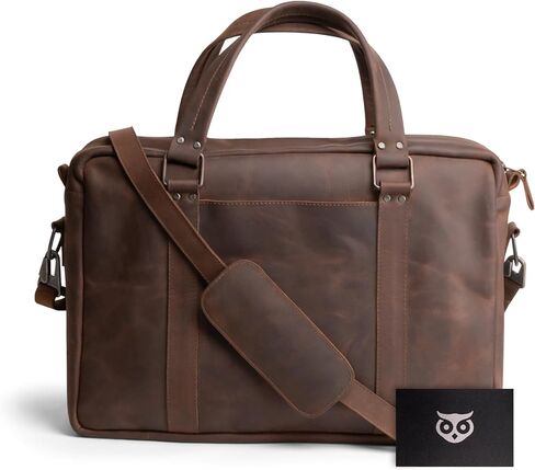 Hide & Drink, Briefcase Laptop Bag Handmade from Full Grain Leather - Bourbon Brown in Saudi Arabia