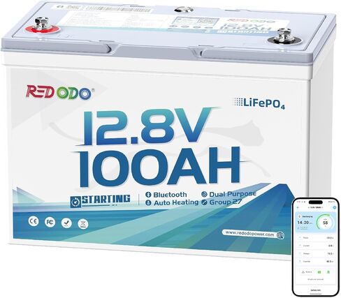 Redodo 12V 100Ah Bluetooth Dual-Purpose 900CCA Group27 Marine Battery, Starting Battery with Heating & Smart Power Retention in Saudi Arabia